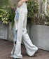 Wave cut denim pants